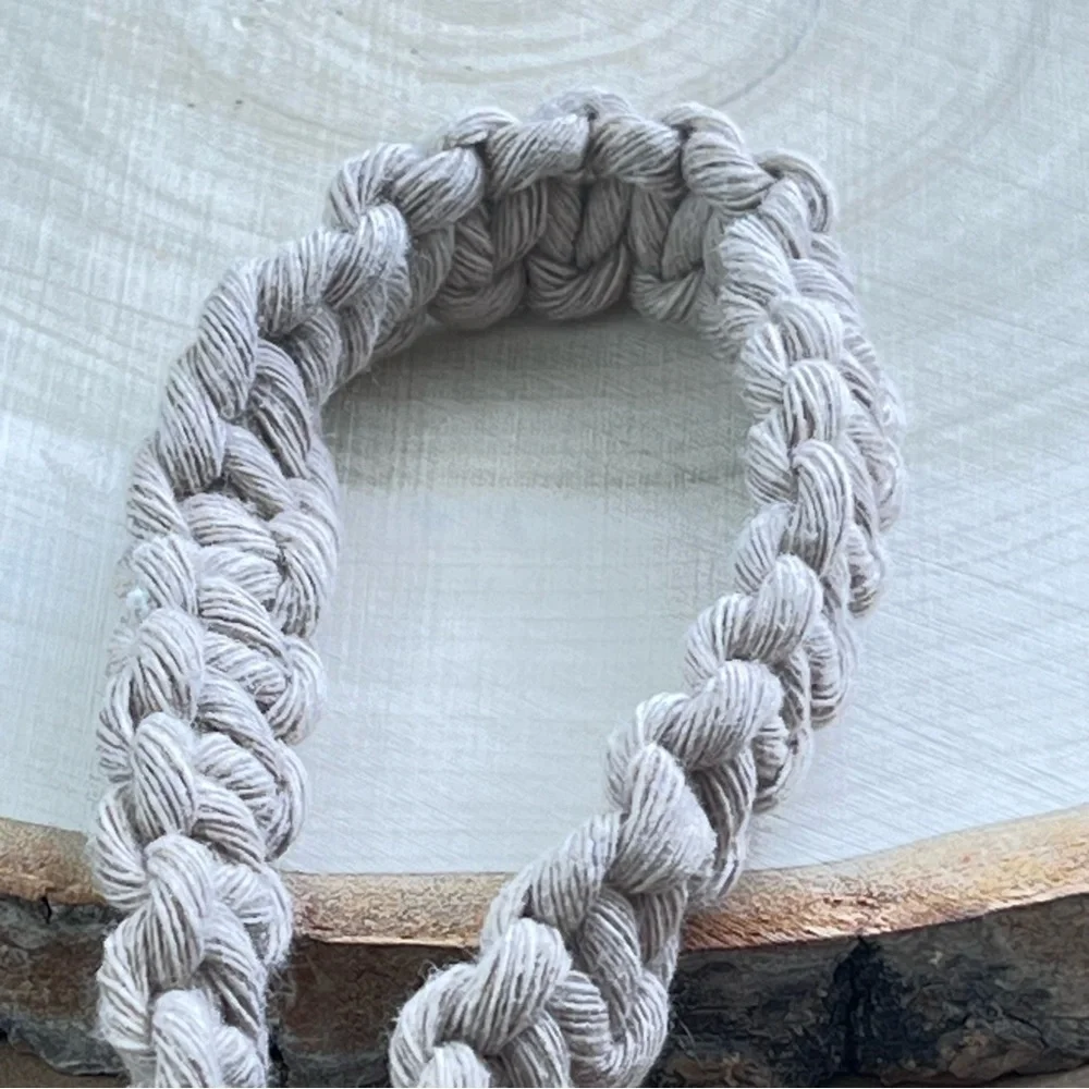 Boho Handcrafted Macrame Wristlet Latte color Keychain